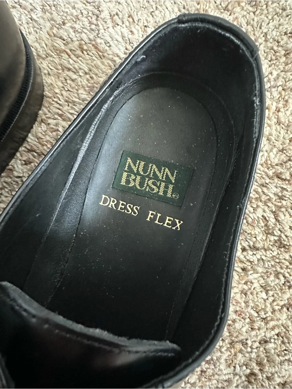 Nunn Bush Maddox Dress Flex Men’s Size 10 M Black Leather Cap Toe Oxfords